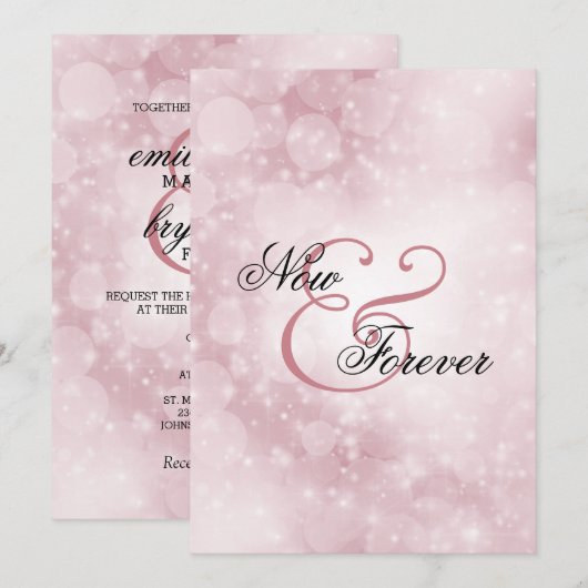 Nu en voor altijd Roos huwelijksuitnodiging Kaart (Voorkant / Achterkant)