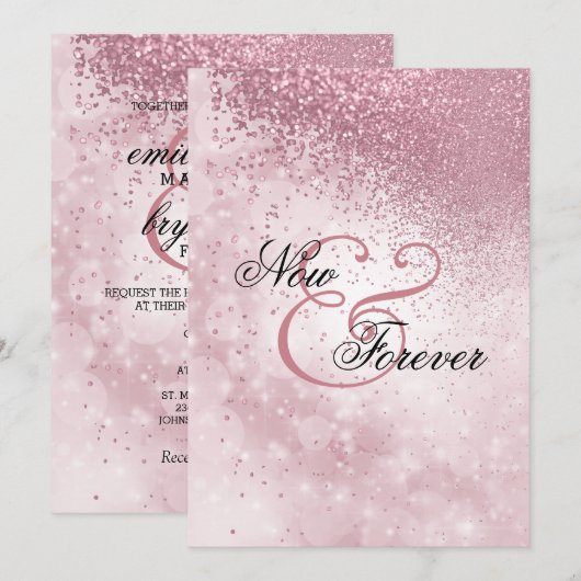 Nu en voor altijd roze Glitter Weddenschap Kaart (Voorkant / Achterkant)