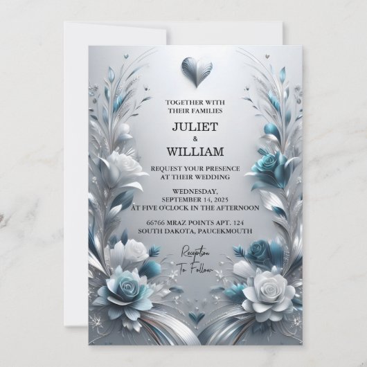 Nu Fancy metaalglam glanzend high-end zilveren bru Kaart (Voorkant)