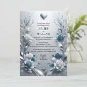 Nu Fancy metaalglam glanzend high-end zilveren bru Kaart (Staand voorkant)