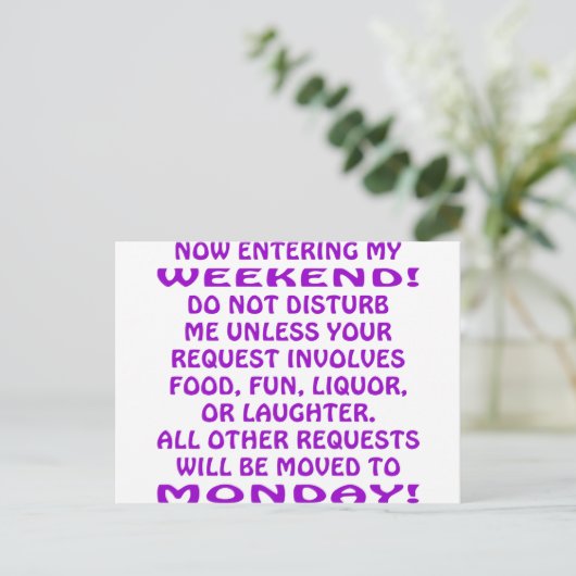 Nu ga mijn weekend in briefkaart (Staand voorkant)