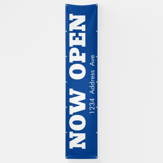 Nu geopend - aangepaste weerbestendige bedrijfsban spandoek (Verticaal)
