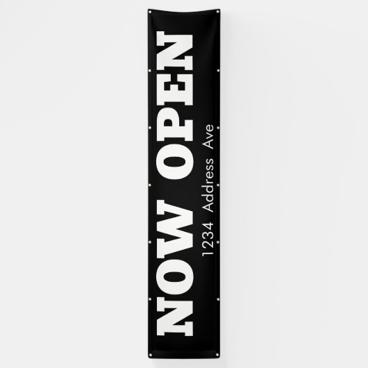 Nu geopend - aangepaste weerbestendige bedrijfsban spandoek (Verticaal)