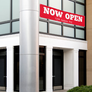 Nu geopend - aangepaste weerbestendige bedrijfsban spandoek