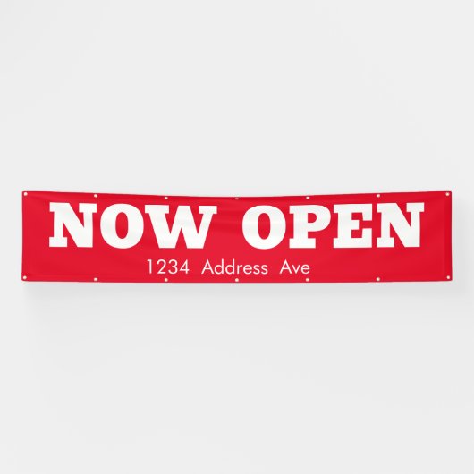 Nu geopend - aangepaste weerbestendige bedrijfsban spandoek (Horizontaal)