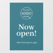 Nu geopend | Logo Zakelijke Openingstijden Teal Raamsticker (Vel)