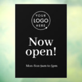 Nu geopend | Logo Zwart Openingstijden Zakelijk Raamsticker (Vel 3)