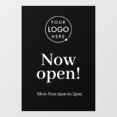 Nu geopend | Logo Zwart Openingstijden Zakelijk Raamsticker (Vel)