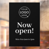 Nu geopend | Logo Zwart Openingstijden Zakelijk Raamsticker (Vel 2)
