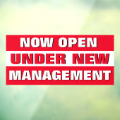 Nu geopend onder nieuwe leiding Kleine onderneming Raamsticker (Vel 3)