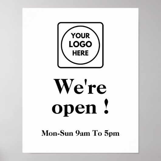 Nu geopend | Openingstijden aangepast bedrijfslogo Poster (Voorkant)