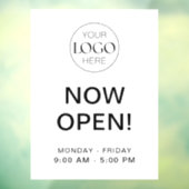 Nu Geopend | Openingstijden Bedrijf Met Logo Raamsticker (Vel 3)