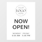 Nu Geopend | Openingstijden Bedrijf Met Logo Raamsticker (Vel)