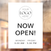 Nu Geopend | Openingstijden Bedrijf Met Logo Raamsticker (Vel 2)