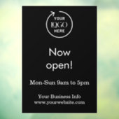 Nu geopend | Openingstijden Zakelijk Logo Zwart Raamsticker (Vel 3)