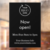 Nu geopend | Openingstijden Zakelijk Logo Zwart Raamsticker (Vel 2)