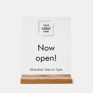 Nu Geopend Winkeluren Aangepast Zakelijk Logo Acryl Bord