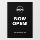 Nu geopend | Zwarte vensterfolie met logo Raamsticker (Vel)