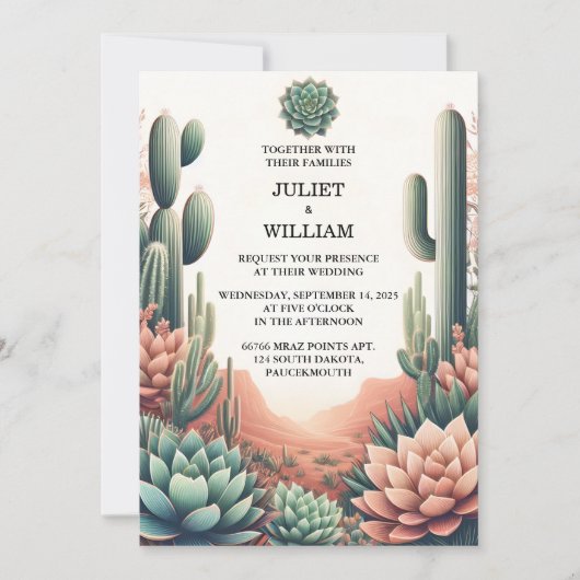 Nu Groene Boho blad woestijn cactussen succulent b Kaart (Voorkant)