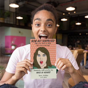 Nu handelen verrast Retro Pop Art Maid of Honor Kaart