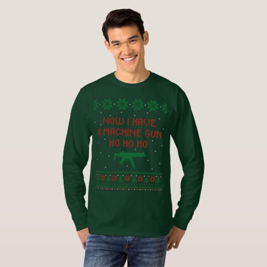 Nu heb ik een Machine Pistool Ho Ho Ho T-shirt (Voorkant volledig)