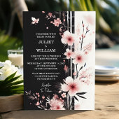 Nu hout bamboe roze Sakura kersenbloesem bruiloft Kaart