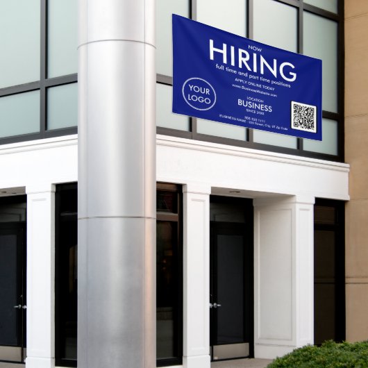 Nu huren van moderne Blue Business Logo QR-code Spandoek (Buitenkant Gebouw)