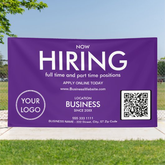 Nu huren van moderne Paarse zakelijke Logo QR-code Spandoek (Buitenkant)