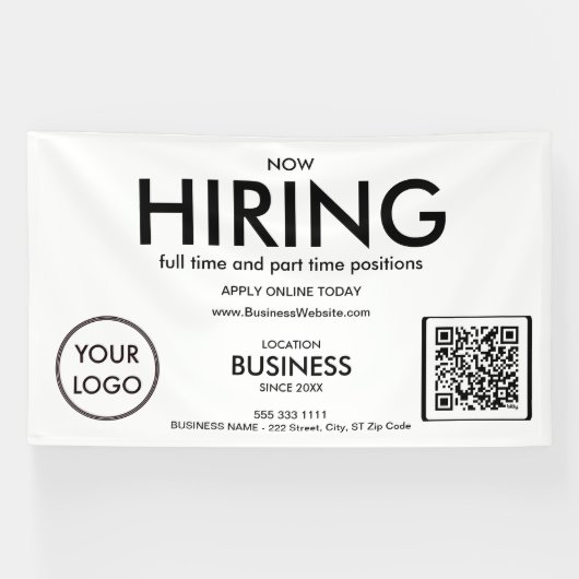 Nu huren van moderne zakelijke Logo QR-code Spandoek (Horizontaal)