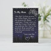 Nu ik bezig ben op te groeien, jongen voor mam bedankkaart (Staand voorkant)