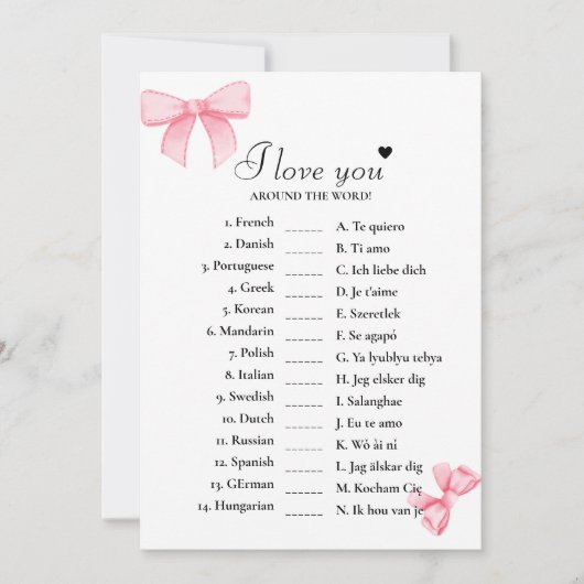 Nu ik hou van je rond de wereld bruids spel Kaart (Voorkant)