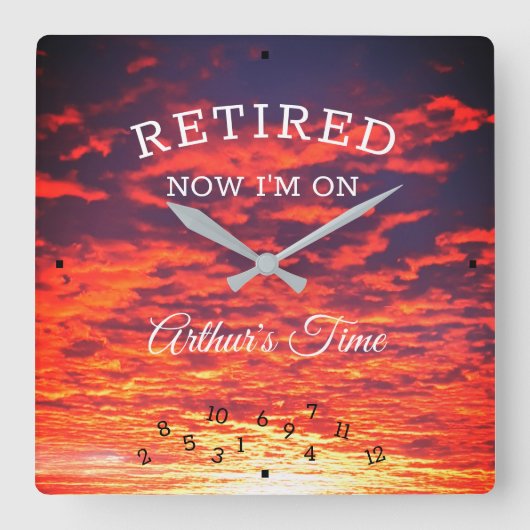 Nu in ruste op je tijd Oranje zonneschijn Vierkante Klok (Voorkant)