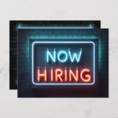 Nu inhuren neon teken op baksteen briefkaart (Voorkant / Achterkant)