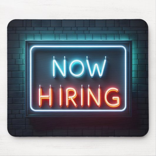 Nu inhuren neon teken op baksteen muismat (Voorkant)