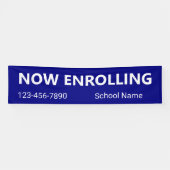 Nu inschrijven blauw en wit school naam telefoon n spandoek (Horizontaal)