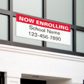 Nu inschrijven Red White School naam telefoonnumme Spandoek (Buitenkant Gebouw)