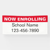Nu inschrijven Red White School naam telefoonnumme Spandoek (Horizontaal)