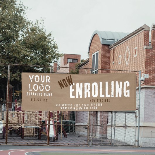 Nu inschrijven Rustieke Charm Kraft Paper School Spandoek