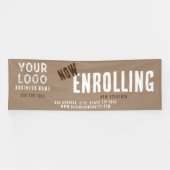 Nu inschrijven Rustieke Charm Kraft Paper School Spandoek (Horizontaal)