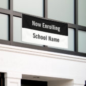 Nu inschrijven schoolnaam zwart-wit Sjabloon Spandoek (Buitenkant Gebouw)