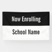 Nu inschrijven schoolnaam zwart-wit Sjabloon Spandoek (Horizontaal)