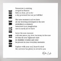 Nu is alles wat we hebben Be Cadeau gedicht poster