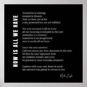 Nu is alles wat we hebben Be Cadeau gedicht poster