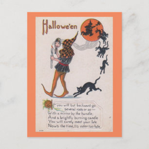 Nu is het Moment, Nooit Te Laat Halloween Vintage Briefkaart