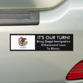 Nu is het onze beurt, Illinois. Bumpersticker (Op auto)