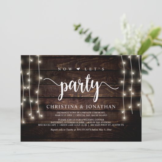 Nu is het tijd om feest te vieren, Rustic Elopemen Kaart (Staand voorkant)