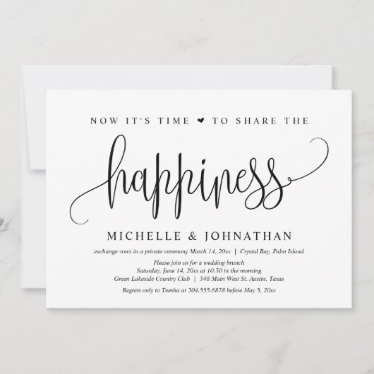 Nu is het tijd om het geluk te delen, Elopement Kaart (Voorkant)