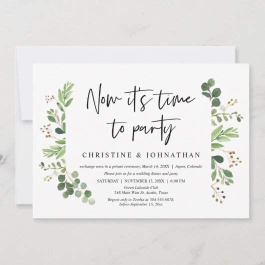 Nu is het tijd om te feesten, Bruiloft Elopement F Kaart (Voorkant)