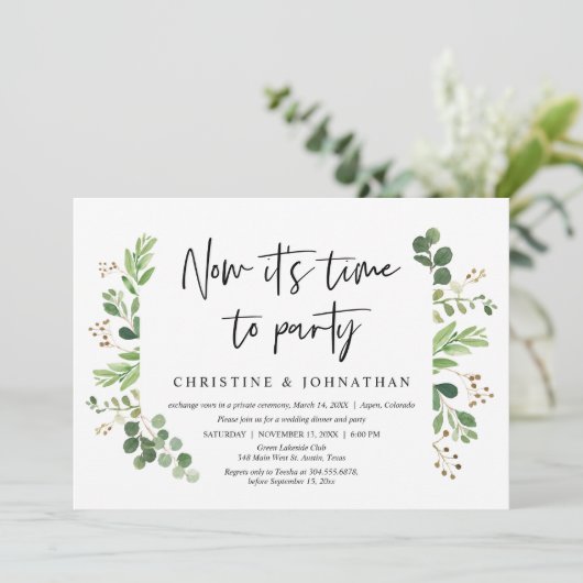 Nu is het tijd om te feesten, Bruiloft Elopement F Kaart (Staand voorkant)