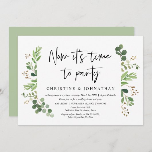 Nu is het tijd om te feesten, Bruiloft Elopement F Kaart (Voorkant / Achterkant)